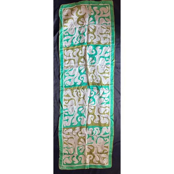 Vintage VERA Neumann Scarf ~ Signed ~ Green / Off White - Picture 5 of 6